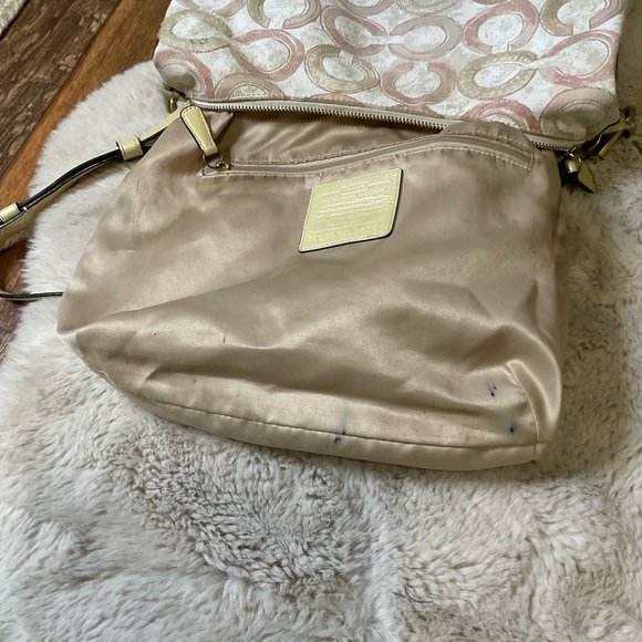 Coach Kristin Op Art Shoulder Bag Pink Cream Sequin Convertible Strap #16791 - Picture 14 of 15